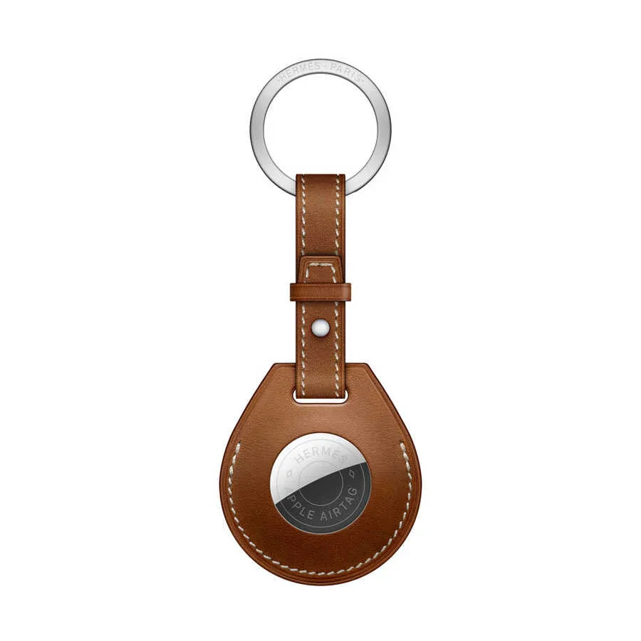 Wiwu Calfskin Leather Key Ring Case For Apple Airtag - Brown - Tashqila Wiwu Calfskin Leather Key Ring Case For Apple Airtag - Brown - Tashqila